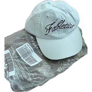 Fabletics Dad Hat stitched logo white adjustable cinch strap back one size NWT